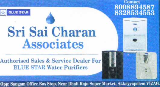 Sri Sai Charan Associates Blue Star Water Purifiers aquaguard Akkayyapalem in Visakhapatnam Vizag,Akkayyapalem In Visakhapatnam, Vizag