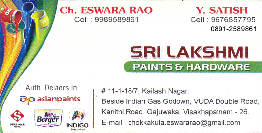 Sri Lakshmi Paints And Hardware Gajuwaka in Visakhapatnam Vizag,Gajuwaka In Visakhapatnam, Vizag
