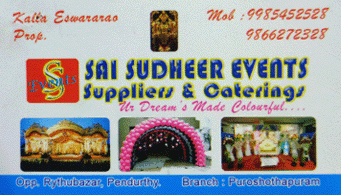 Sri sudheer events suppliers catering pendurthi vizag visakhapatnam,Purushothapuram In Visakhapatnam, Vizag