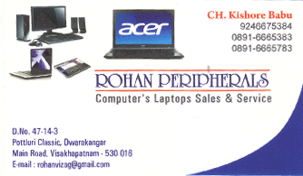 Rohan peripherals computers laptops sales services Dwarakanagar in vizag visakhapatnam,Dwarakanagar In Visakhapatnam, Vizag