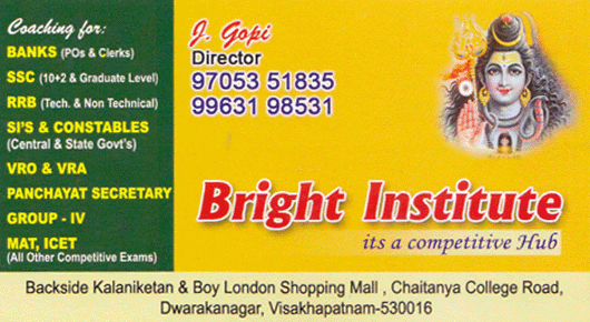 Bright Institute in Visakhapatnam Viag,Dwarakanagar In Visakhapatnam, Vizag
