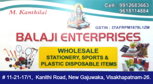 Balaji Enterprises Stationery Plastic Disposable item new Gajuwaka in Visakhapatnam Vizag,New Gajuwaka In Visakhapatnam, Vizag