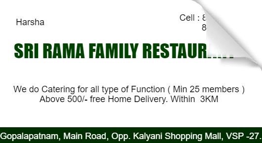 Sri Rama Family Restaurant in Gopalapatnam Visakhapatnam Vizag,Gopalapatnam In Visakhapatnam, Vizag