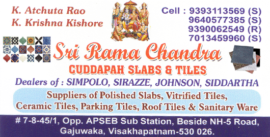 Sri Rama Chandra Cuddapah Slabs And Tiles Gajuwaka in Visakhapatnam Vizag,Gajuwaka In Visakhapatnam, Vizag