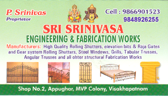 Sri Srinivasa Engineering and Fabrication Works in visakhapatnam,MVP Colony In Visakhapatnam, Vizag