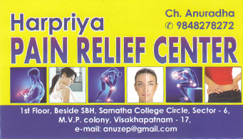 Hari Priya Pain Relief Center in visakhapatnam,MVP Colony In Visakhapatnam, Vizag