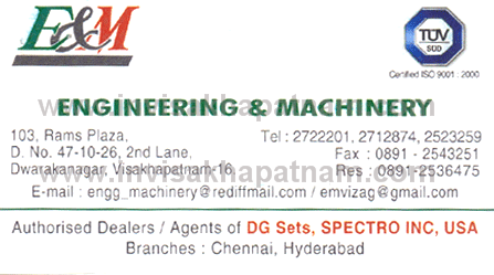 EAndm engineering machinery Dwarkanagar,Dwarakanagar In Visakhapatnam, Vizag