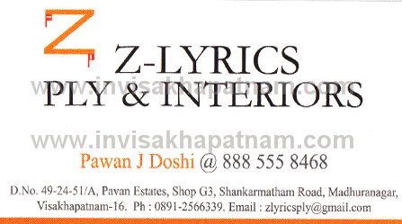 Z lyrics Ply interiors Shankarmatham road,Sankaramattam In Visakhapatnam, Vizag