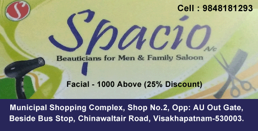 Spacio Beauticians for Men And Family Saloon Chinawaltair in Visakhapatnam Vizag,Chinnawaltair In Visakhapatnam, Vizag