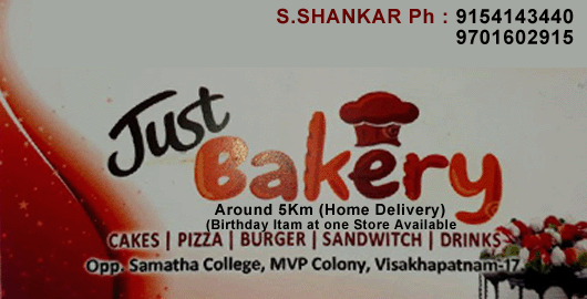 Just Bakery MVP Colony in Visakhapatnam Vizag,MVP Colony In Visakhapatnam, Vizag