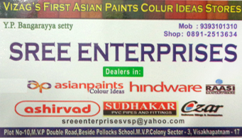 Sree Enterprises Paints and Pipes MVP Double Road MVP Colony in Visakhapatnam vizag,MVP Double Road In Visakhapatnam, Vizag
