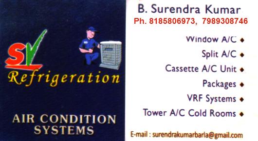SV Refrigeration and Air Condition Systems in Visakhapatnam Vizag,Seethammapeta In Visakhapatnam, Vizag