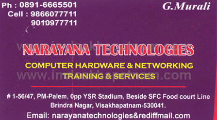 Naryana Technologies Brindra nagar,Brindra Nagar In Visakhapatnam, Vizag