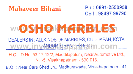 OSHO Marbles Maddilapalem,Maddilapalem In Visakhapatnam, Vizag