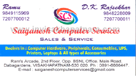 Saiganesh computer services Dabagardens,Dabagardens In Visakhapatnam, Vizag