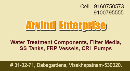 Arvind Enterprise Water Treatment Components RO Plants Dabagardens in Visakhapatnam Vizag,Dabagardens In Visakhapatnam, Vizag
