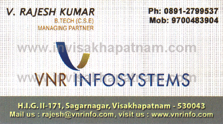 VNRinfosystems,Sagarnagar In Visakhapatnam, Vizag