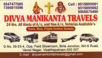 Divya manikanta Travels in visakhapatnam,Birla junction  In Visakhapatnam, Vizag