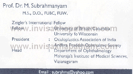 Dr.M.subrahmanyam,Visakhapatnam In Visakhapatnam, Vizag