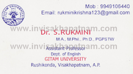 DR.S.Rukmini,Rushikonda In Visakhapatnam, Vizag