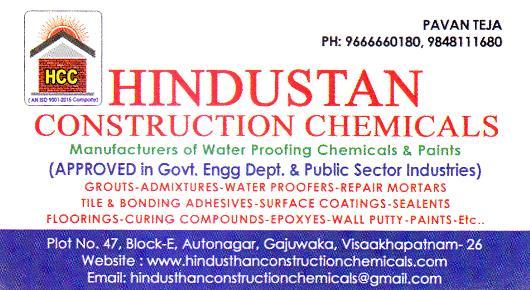 Hindustan Construction Chemicals Waterproofing Chemicals Gajuwaka in Visakhapatnam Vizag,Gajuwaka In Visakhapatnam, Vizag
