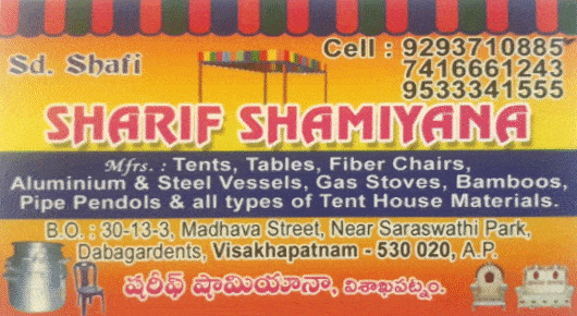 Sharif Shamiyana Tent House Material Wholesale Dabagardens in Visakhapatnam Vizag,Dabagardens In Visakhapatnam, Vizag