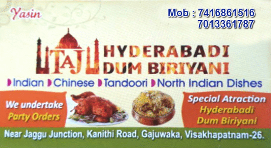 Taj Hyderabadi Dum Biriyani Gajuwaka Catering in Visakhapatnam Vizag,Gajuwaka In Visakhapatnam, Vizag