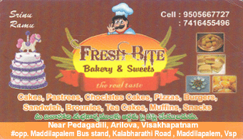 Fresh Bite Bakery and Sweets Arilova in vizag visakhapatnam,Arilova In Visakhapatnam, Vizag