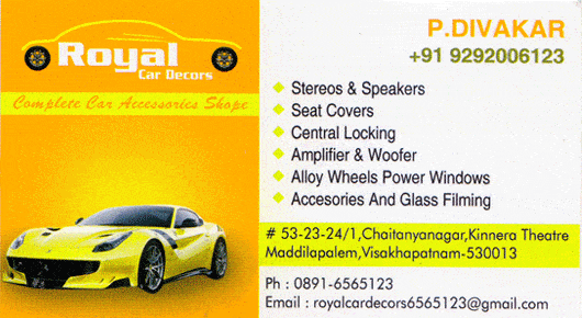 Royal Car Decors in Visakhapatnam Vizag,Maddilapalem In Visakhapatnam, Vizag