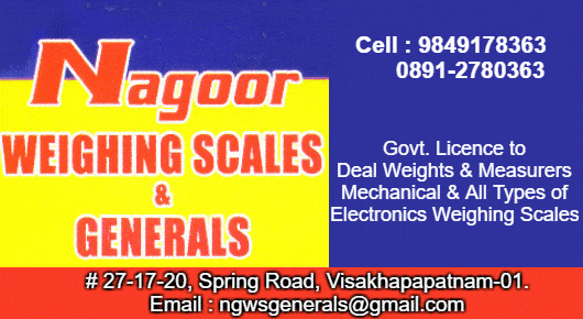Nagoor Weighing Scales and Generals Measures Scales Spring Road in Visakhapatnam Vizag,Spring Road In Visakhapatnam, Vizag