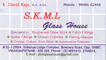 SKML Glass House Toughened Glass work Bowdara Road in Vizag Visakhapatnam,Bowadara Road  In Visakhapatnam, Vizag