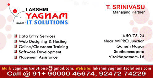 Lakshmi Yagnam It Solutions seethammapeta In Visakhapatnam Vizag,Seethammapeta In Visakhapatnam, Vizag