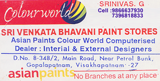 Sri Venkatabhavani Paint Stores Gopalapatnam in Visakhapatnam Vizag,Gopalapatnam In Visakhapatnam, Vizag