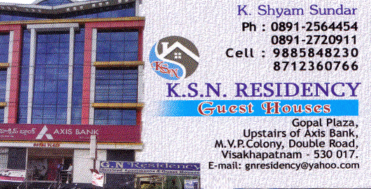 KSN Residency MVP Colony Double Road in Visakhapatnam Vizag,MVP Double Road In Visakhapatnam, Vizag