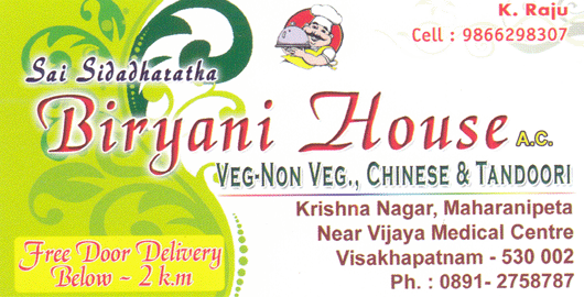 Sai Sidadharatha Biryani House AC Maharanipeta in Visakhapatnam Vizag,maharanipeta In Visakhapatnam, Vizag
