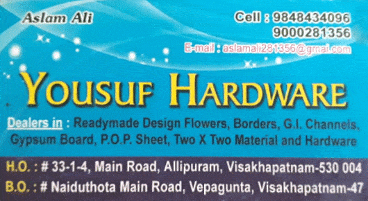 Yousuf Hardware Gypsum Boards Allipuram in Visakhapatnam Vizag,Allipuram  In Visakhapatnam, Vizag