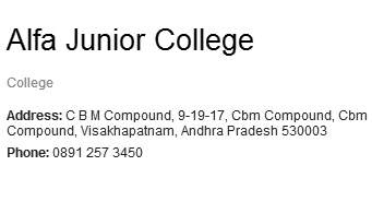 Alfa Junior College in visakhapatnam,CBM Compound In Visakhapatnam, Vizag