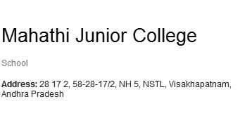Mahathi Junior College in visakhapatnam,NH 5, NSTL In Visakhapatnam, Vizag