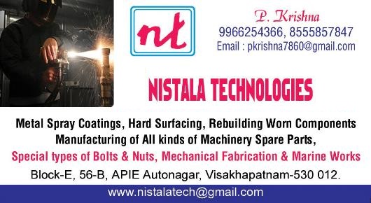 Nistala Technologies Metal Spray Coating Hard Surfacing autonagar in Visakhapatnam Vizag,Auto Nagar In Visakhapatnam, Vizag