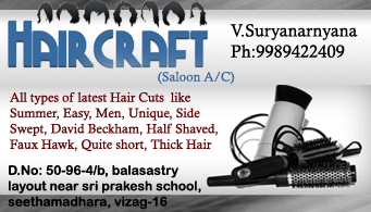 Hair Craft in visakhapatnam,Seethammadhara In Visakhapatnam, Vizag