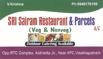 Sri Sai Ram Restaurant and Parcels Asilimetta in Vizag Visakhapatnam,RTC complex In Visakhapatnam, Vizag