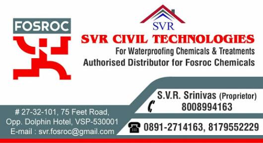 SVR Civil Technologies 75feet Road Fosroc Chemicals in Visakhapatnam Vizag,75 Feet Road In Visakhapatnam, Vizag