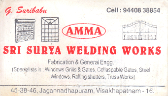 Sri Surya Welding Works in visakhapatnam,Jagannadapuram In Visakhapatnam, Vizag