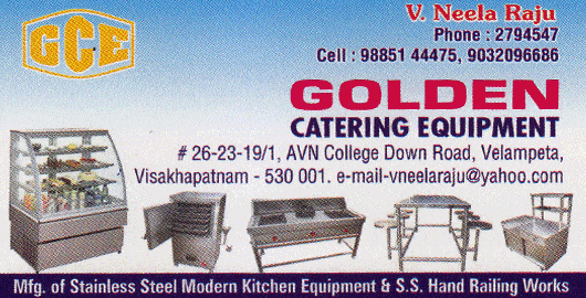 Golden Catering Equipment Velampeta in Visakhapatnam Vizag,Velampeta In Visakhapatnam, Vizag