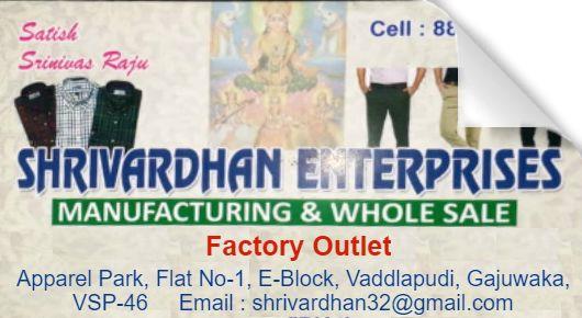 Shrivardhan Enterprises shirts pants Manufactures Factory Outlet Vaddlapudi Visakhapatnam Vizag,Vadlapudi In Visakhapatnam, Vizag