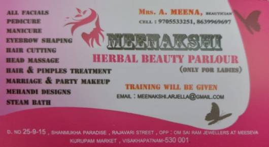 Meenakshi Herbal beauty Parlour Purnamarket in Visakhapatnam Vizag,Kurupammarket In Visakhapatnam, Vizag