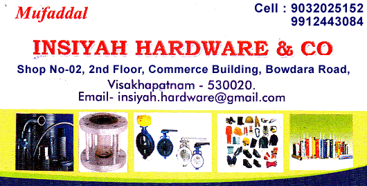 Insiyah Hardware And Co Bowadra Road in Visakhapatnam Vizag,Bowadara Road  In Visakhapatnam, Vizag