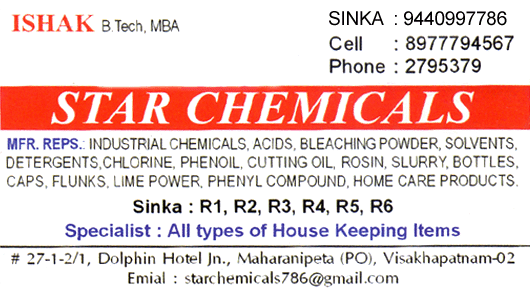 Star Chemicals in Visakhapatnam Vizag,maharanipeta In Visakhapatnam, Vizag