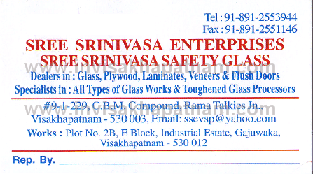 Sree srinivasa Enterprises Safetyglass Ramatalkies 112,CBM Compound In Visakhapatnam, Vizag
