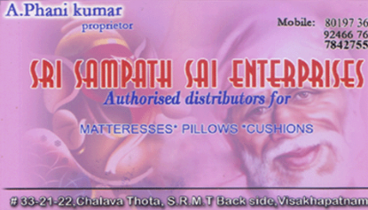 sri sampath sai enterprises matteresses pillows cushions allipuram vizag,Allipuram  In Visakhapatnam, Vizag